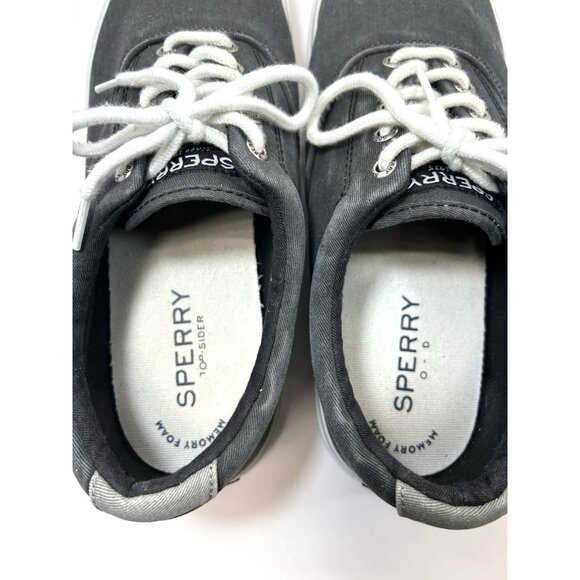 mens sperry topsider canvas shoes/size 10W stately/Charcoal Gray - Picture 11 of 16